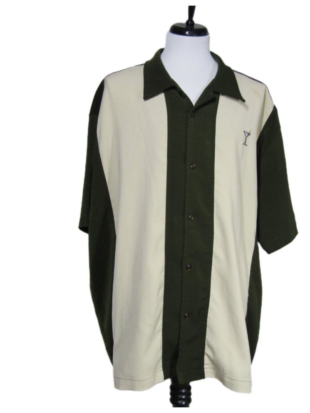 STEADY LAST CALL Retro Rockabilly Bowling Cabana Martini Resort Stripe shirt 3X
